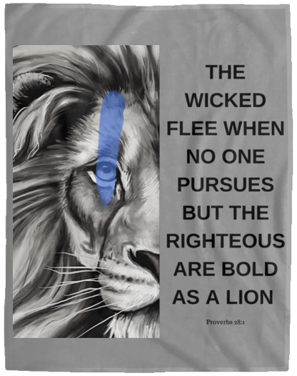 Cozy Plush Fleece Large Blanket (Grey) -  Police Thin Blue Line - Lion - 60x80 in.