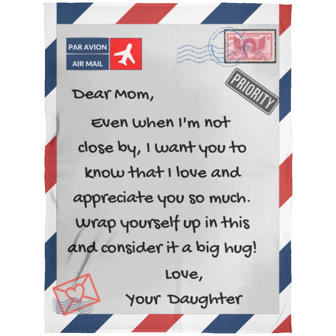 Mom Postage Blanket, from Daughter