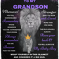 Grandson Lion Blanket Gift, From Grandma - Black w/ Purple (Choose Size and Style)