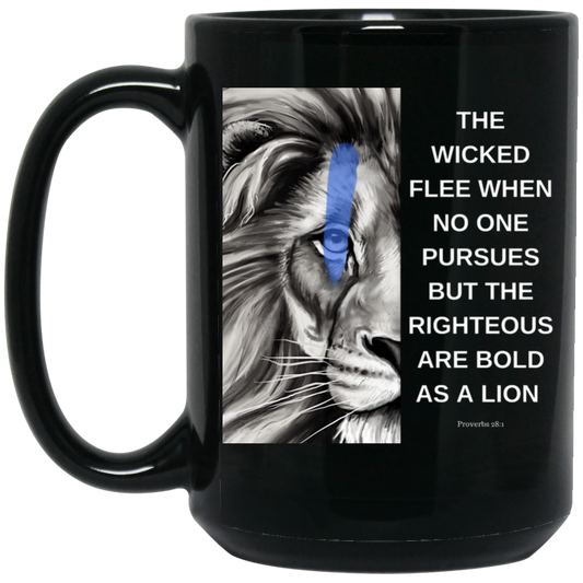 Thin Blue Line - Lion - BM15OZ 15 oz. Black Mug