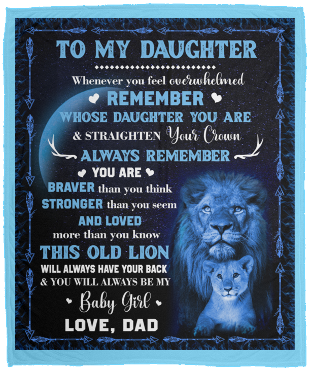 Daughter Throw Blanket from Dad - You Are Braver Medium Blanket - Cozy Plush Fleece Blanket - 50x60 in.
