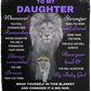 Daughter Lion Blanket Gift, From Mom -Black w/ Purple (Choose Size and Style)