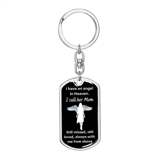 Dog Tag Swivel Keychain, Memorial Gift for Son or Daughter, Sympathy Gift - Loss of Mother, Mom , Silver/Gold