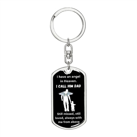 Dog Tag Swivel Keychain, Memorial Gift for Son or Daughter, Sympathy Gift - Loss of Father, Dad , Black