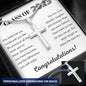 2023 Graduation Gift, Personalized Stainless Steel Cross Necklace - For Her or Him