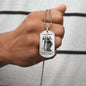 Dog Tag Necklace, Gift to Grandson - Saint Michael, Silver / Gold