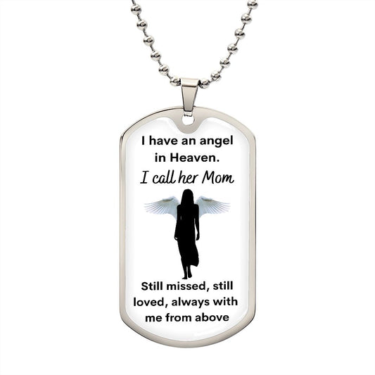 Dog Tag Necklace, Memorial Gift for Son or Daughter - Loss of Mother, Mom , Silver/Gold