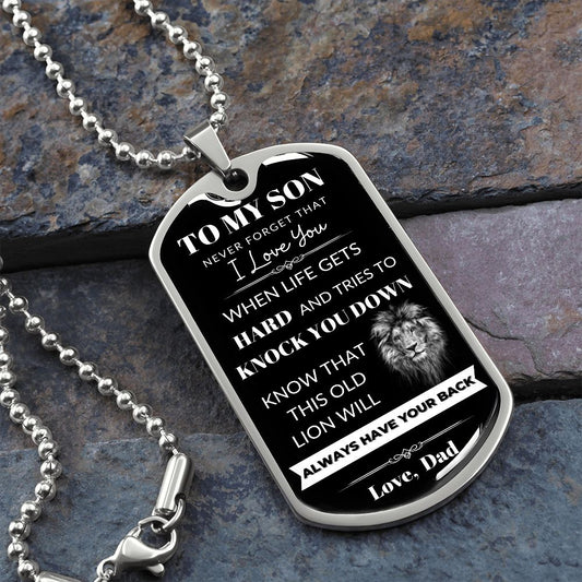 Dog Tag Necklace, GIFT TO SON - This Old Lion