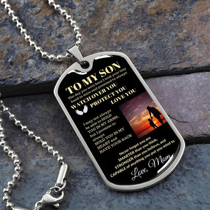 Dog Tag Necklace, GIFT TO SON from Mom - Protect You