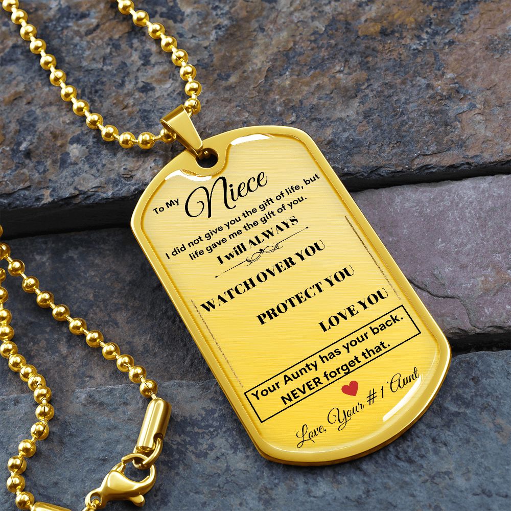 Dog Tag Necklace, GIFT TO NEICE from Aunt - Silver