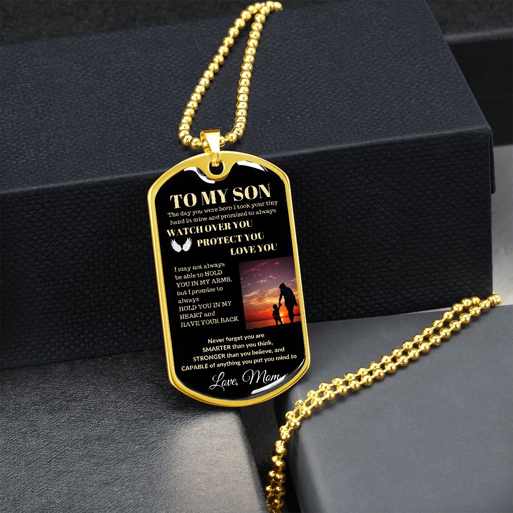 Dog Tag Necklace, GIFT TO SON from Mom - Protect You