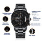 Customized Black Chronograph Watch -  Groomsmen Watch, Mens Watch, Boyfriend Gift, Gift for Dad