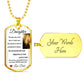 Dog Tag Necklace, GIFT TO DAUGHTER from Dad - Lion sunshine White