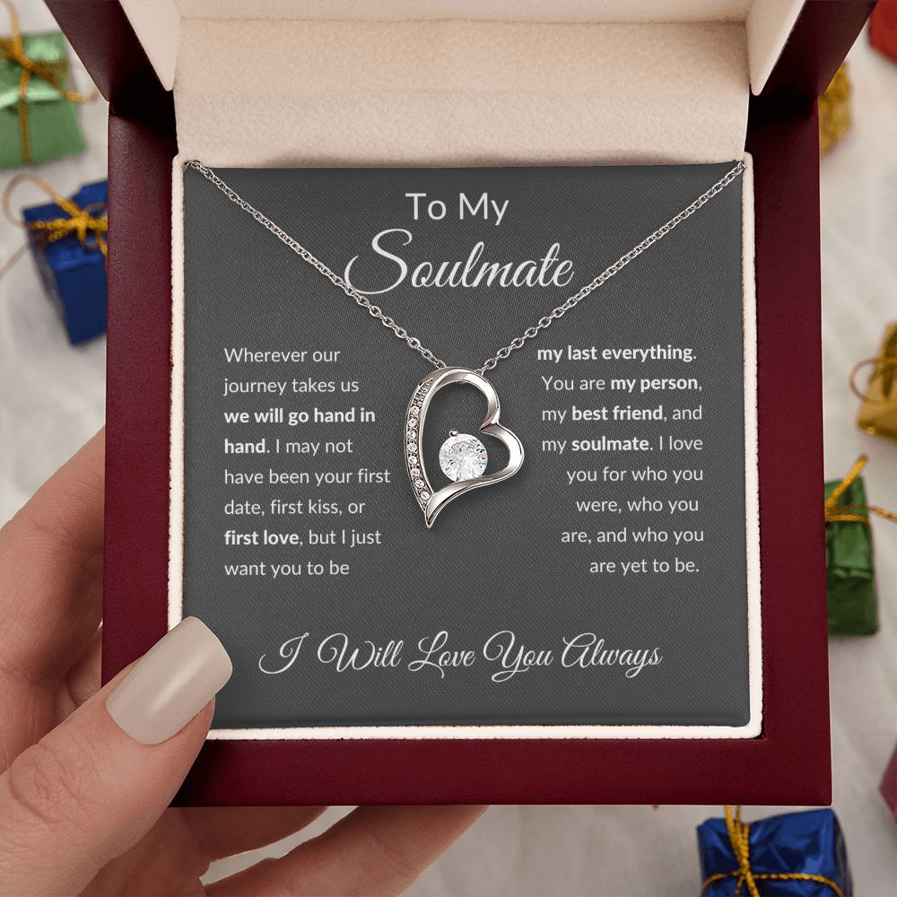 Forever Love Necklace, To Soulmate - Grey Background