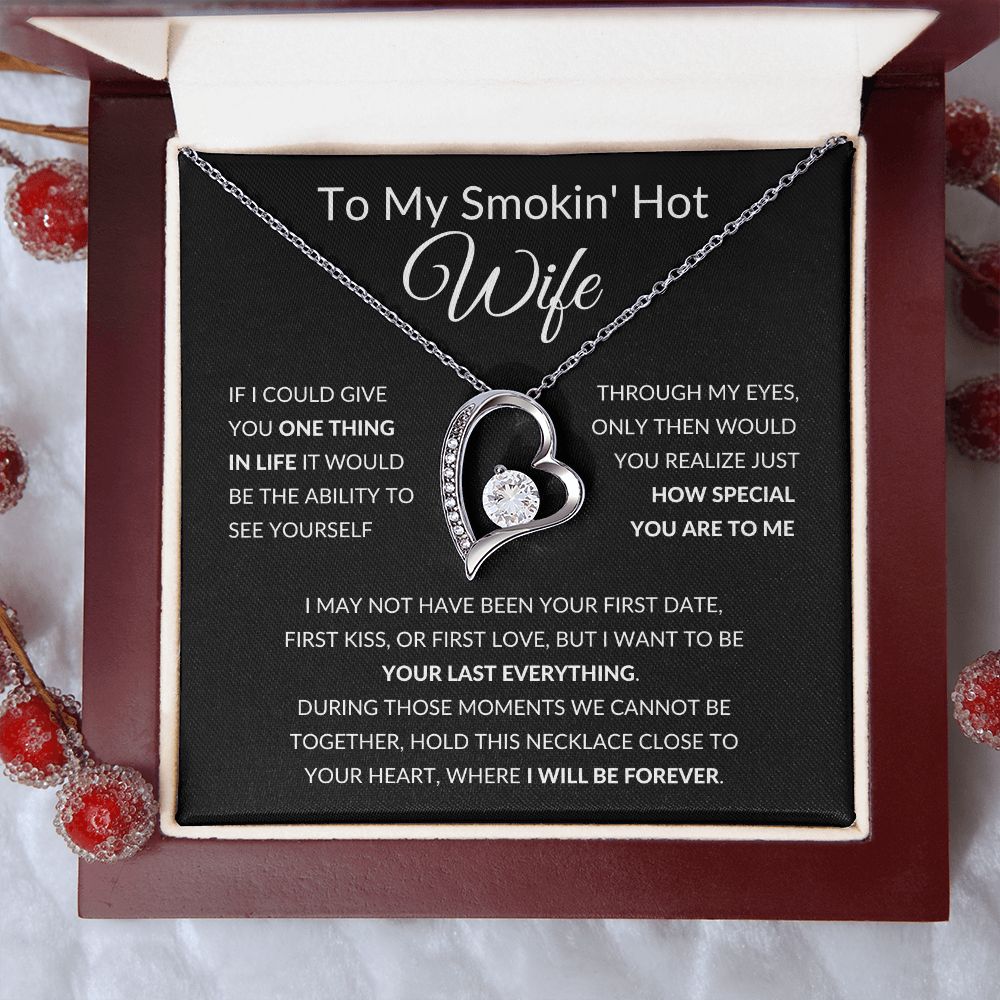 Forever Love Heart Necklace, Gift to Smokin Hot Wife - Black