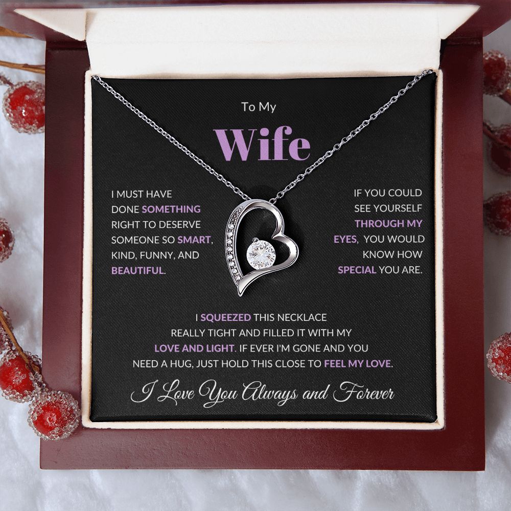 Forever Love Heart Necklace, GIFT TO WIFE - I Love You Purple