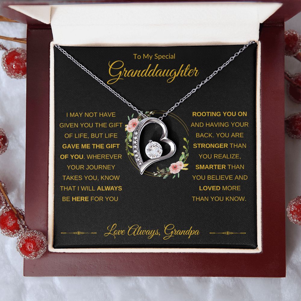 Forever Love Heart Necklace, GIFT TO GRANDDAUGHTER from Grandpa - Gift of Life