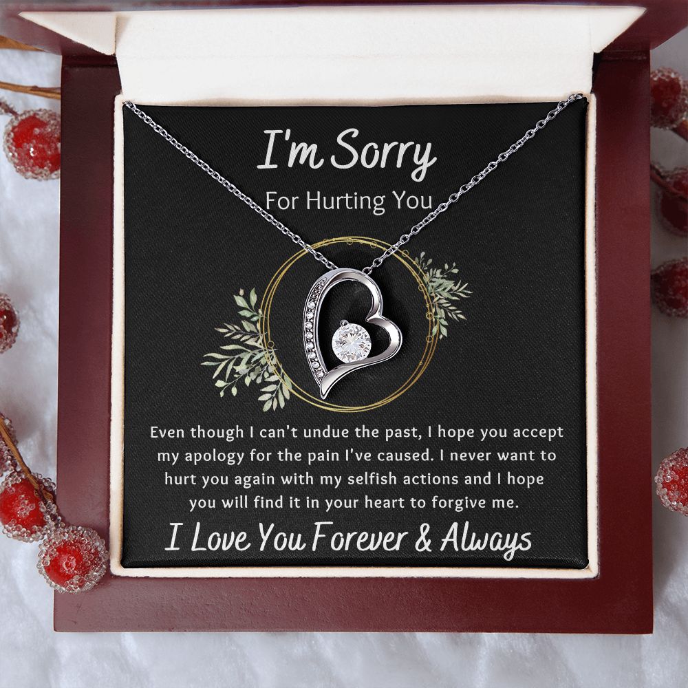 Forever Love Necklace, Apology / I'm Sorry Gift, Black - To Wife, To Girlfriend, To Daughter, To Mom, To Sister, To Ex, To Mistress