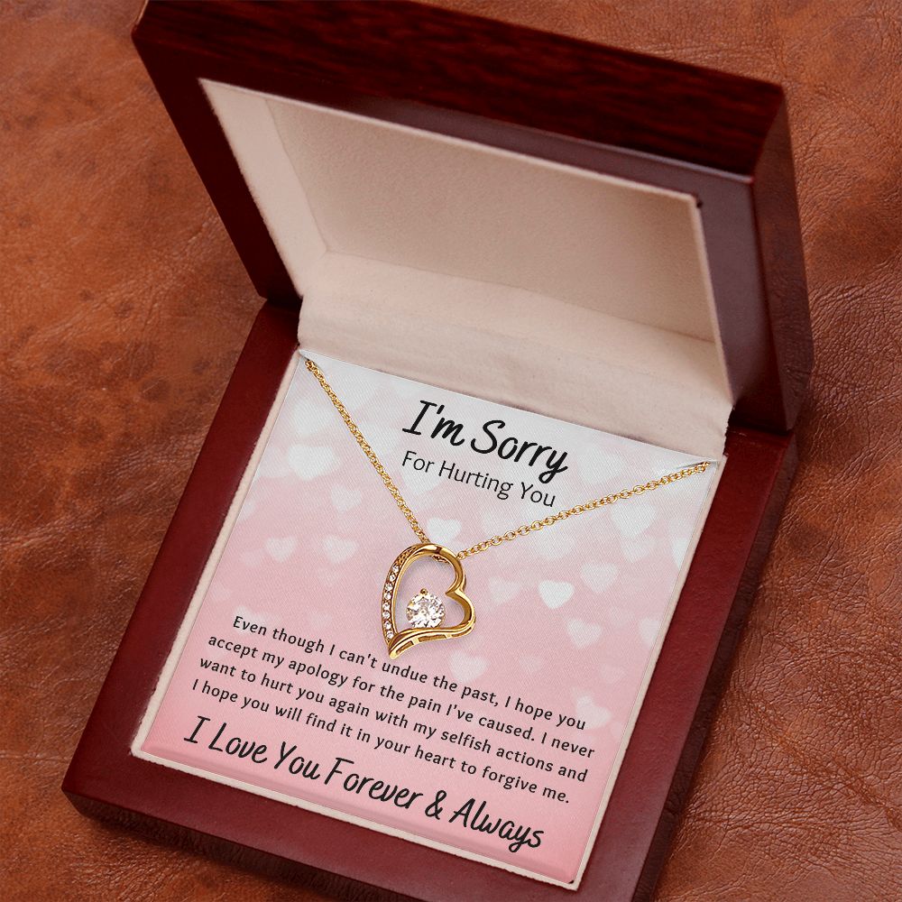 Forever Love Necklace, I'm Sorry Apology Gift for Girlfriend, Wife, Soulmate, Ex, Mom, Sister, Friend - Pink Hearts