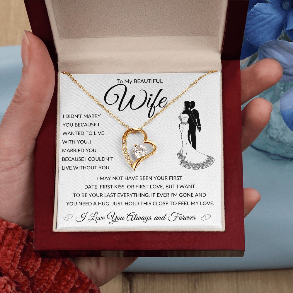 Forever Love Heart Necklace , GIFT TO WIFE - Can't Live Without You, Black Image