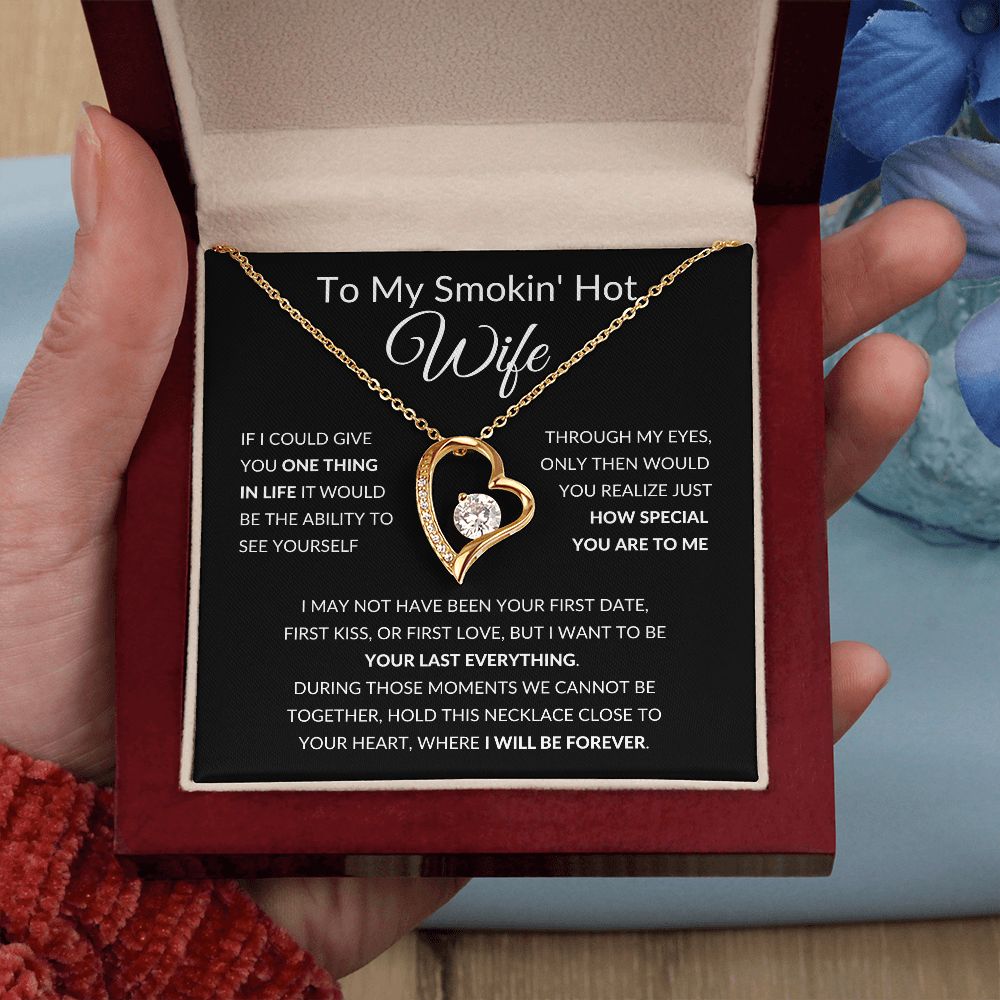 Forever Love Heart Necklace, Gift to Smokin Hot Wife - Black
