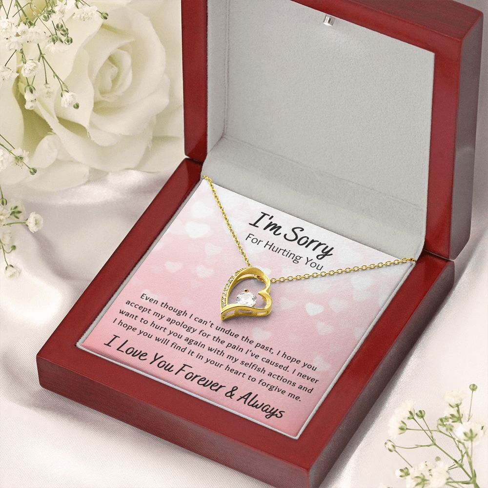 Forever Love Necklace, I'm Sorry Apology Gift for Girlfriend, Wife, Soulmate, Ex, Mom, Sister, Friend - Pink Hearts