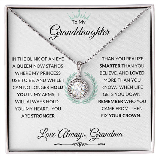 Circle Eternal Hope Necklace, GIFT FOR GRANDDAUGHTER from Grandma - Crown