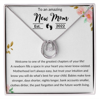 Luck in Love Necklace, Gift to New Mom 2022 - First Mothers Day, New Mommy, Pregnancy Gift, New Adoptive Mom, Christmas