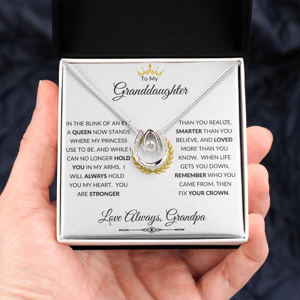 Pendant Necklace, GIFT TO GRANDDAUGHTER from Grandpa - Crown