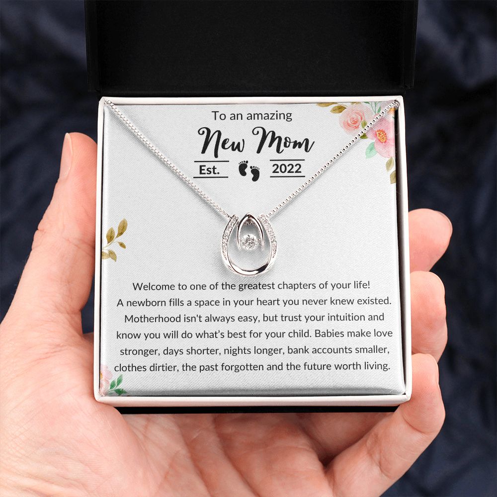 Luck in Love Necklace, Gift to New Mom 2022 - First Mothers Day, New Mommy, Pregnancy Gift, New Adoptive Mom, Christmas