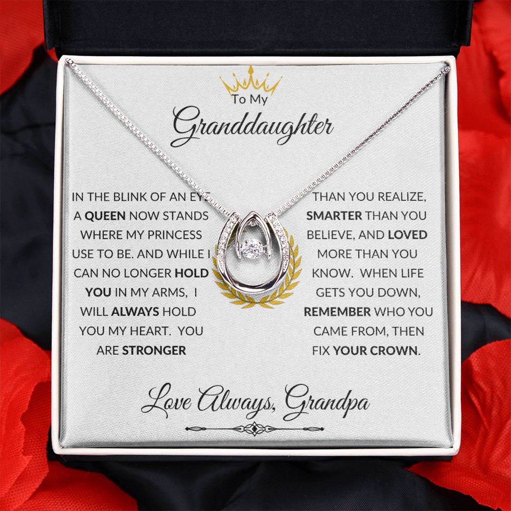 Pendant Necklace, GIFT TO GRANDDAUGHTER from Grandpa - Crown
