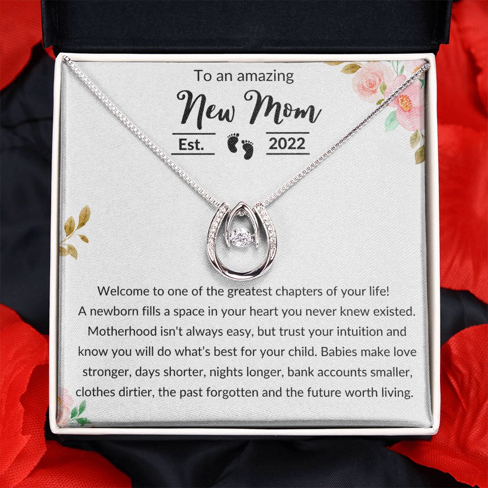Luck in Love Necklace, Gift to New Mom 2022 - First Mothers Day, New Mommy, Pregnancy Gift, New Adoptive Mom, Christmas