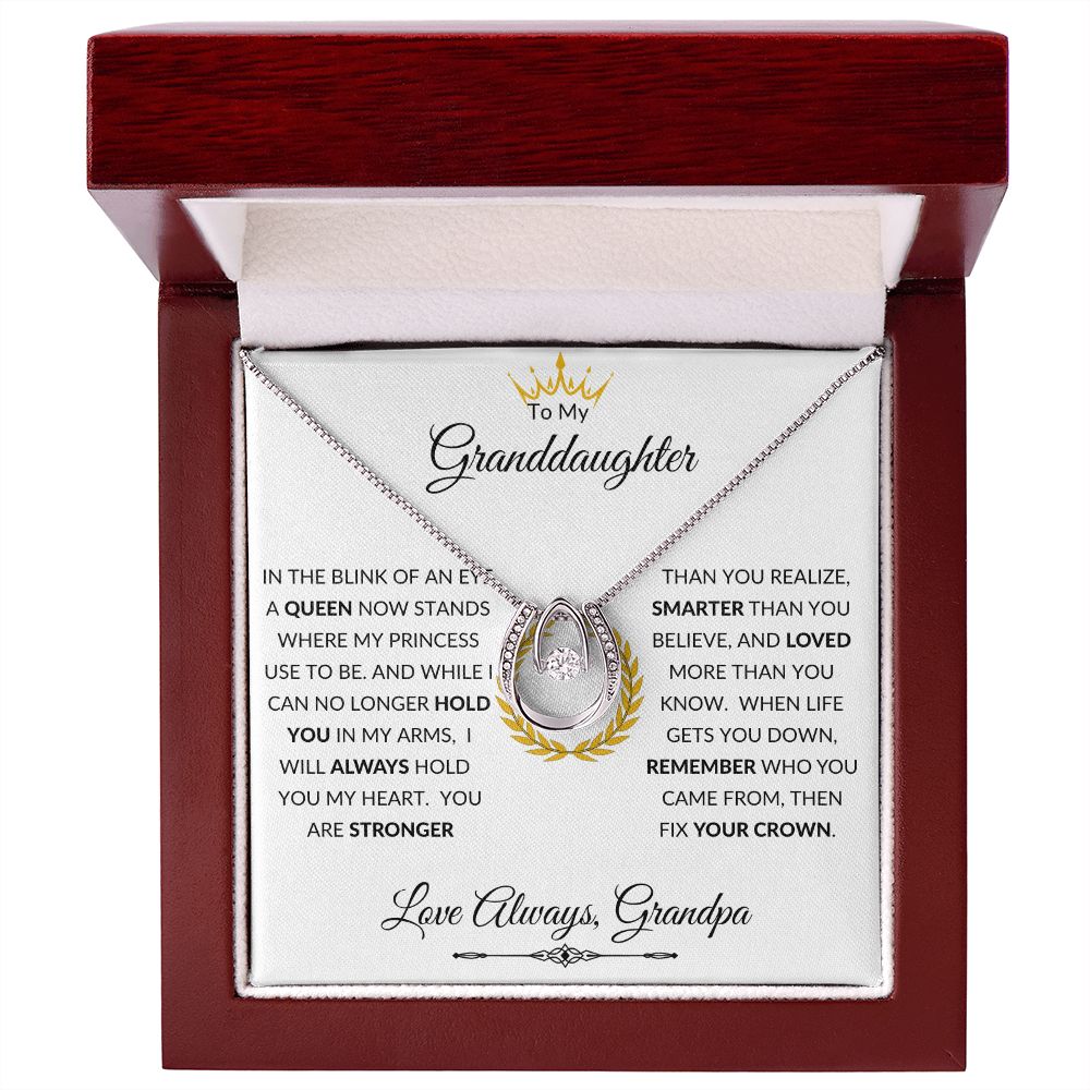 Pendant Necklace, GIFT TO GRANDDAUGHTER from Grandpa - Crown