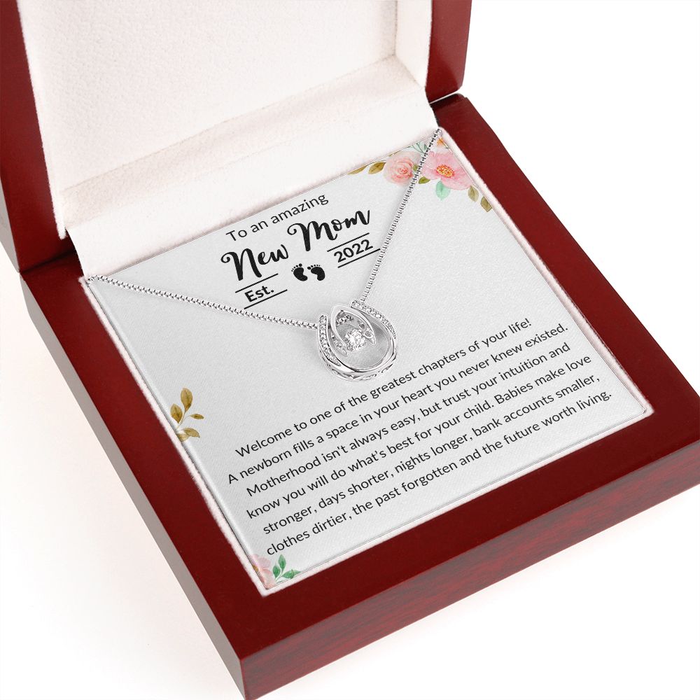 Luck in Love Necklace, Gift to New Mom 2022 - First Mothers Day, New Mommy, Pregnancy Gift, New Adoptive Mom, Christmas