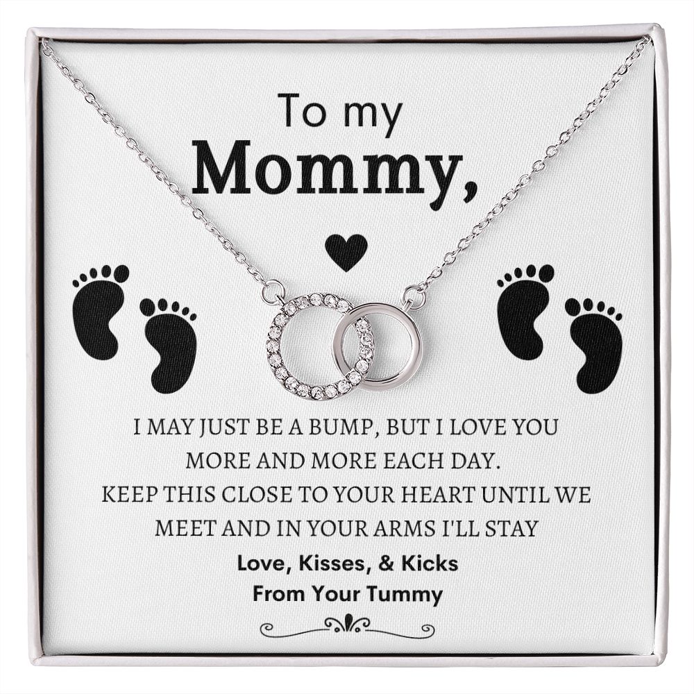 To My Mommy Mom to be, Baby Feet - Perfect Pair Necklace -  Baby Shower Gift, Expecting Mother to Be Gift (14K white gold over stainless steel)