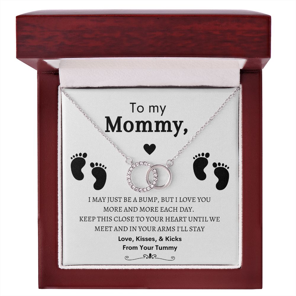 To My Mommy Mom to be, Baby Feet - Perfect Pair Necklace -  Baby Shower Gift, Expecting Mother to Be Gift (14K white gold over stainless steel)