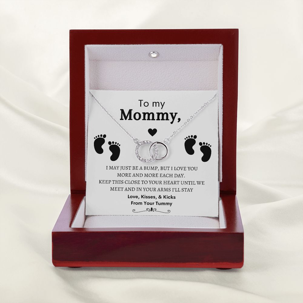 To My Mommy Mom to be, Baby Feet - Perfect Pair Necklace -  Baby Shower Gift, Expecting Mother to Be Gift (14K white gold over stainless steel)