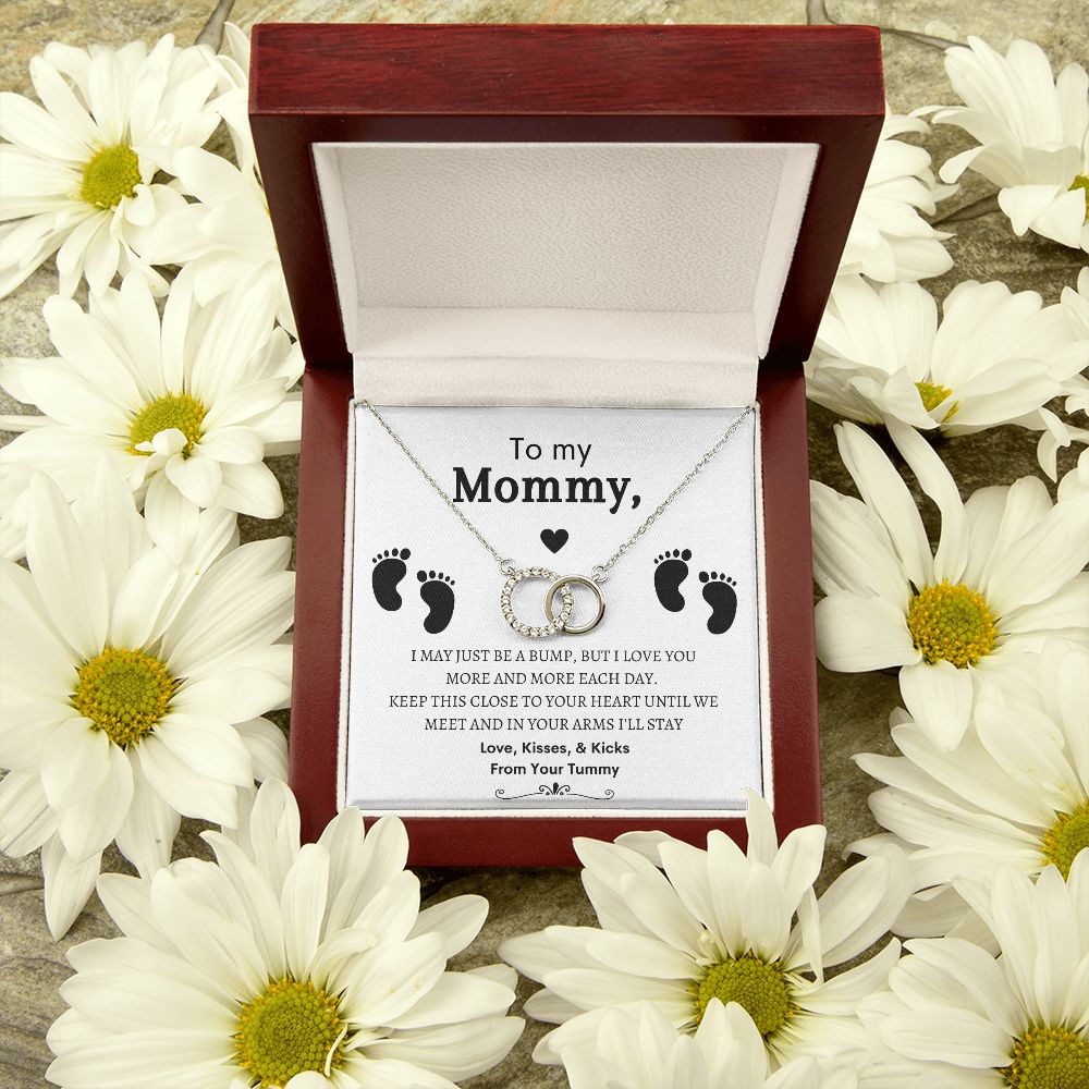 To My Mommy Mom to be, Baby Feet - Perfect Pair Necklace -  Baby Shower Gift, Expecting Mother to Be Gift (14K white gold over stainless steel)