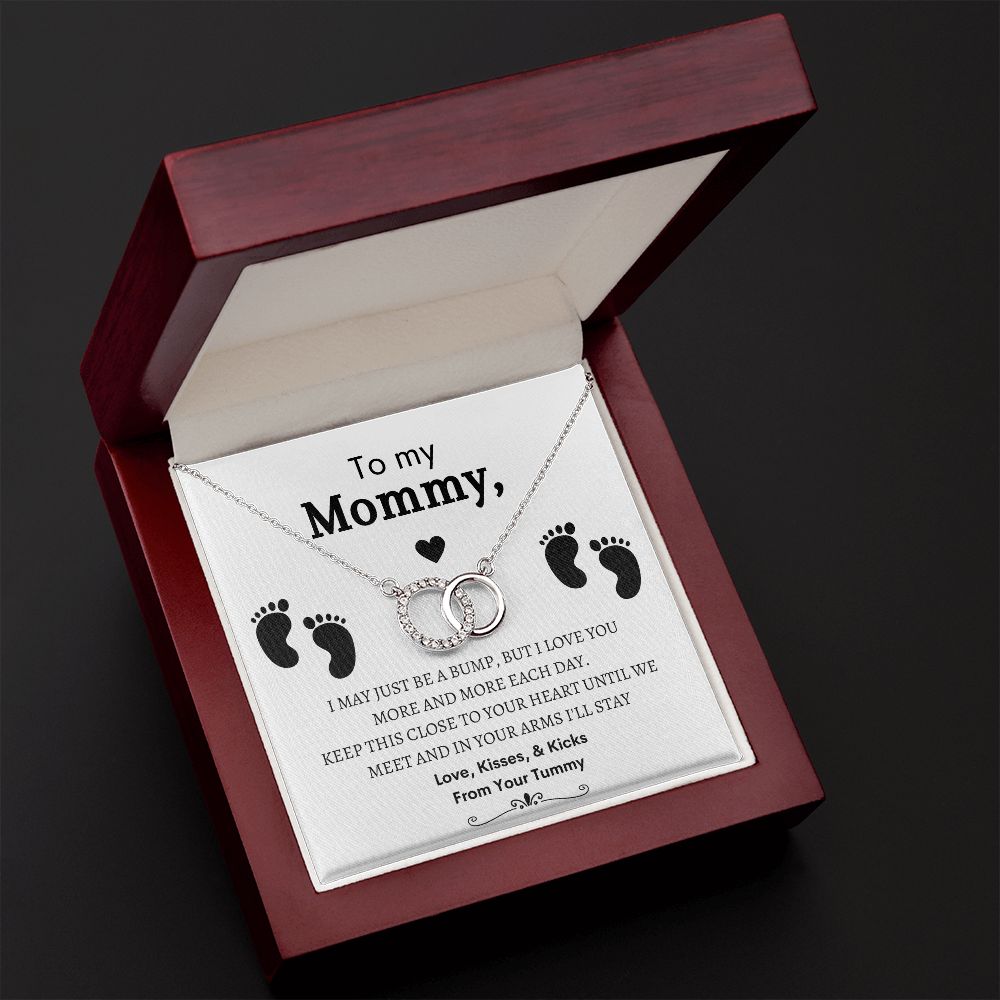 To My Mommy Mom to be, Baby Feet - Perfect Pair Necklace -  Baby Shower Gift, Expecting Mother to Be Gift (14K white gold over stainless steel)