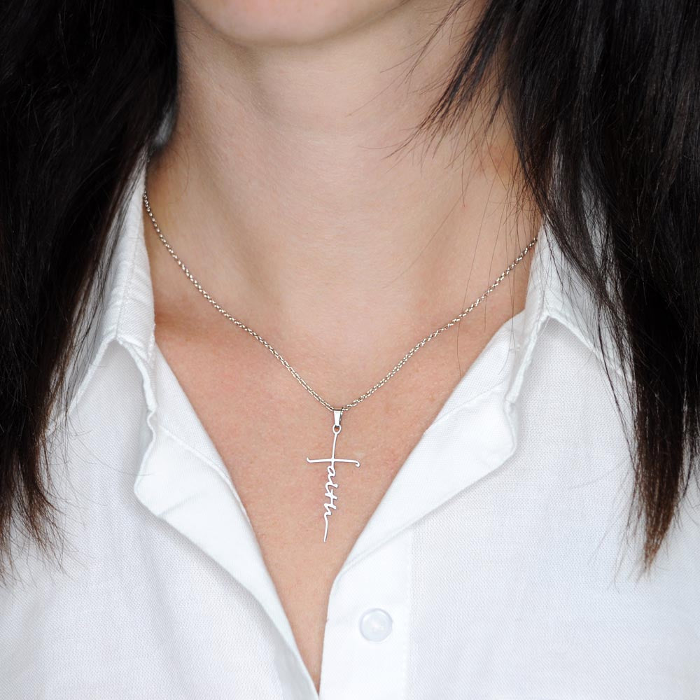 Faith Cross Necklace, Purple Sky - John 4:18