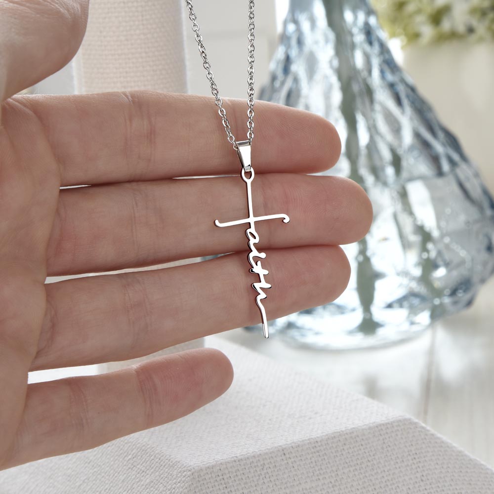 Faith Cross Necklace, Purple Sky - John 4:18