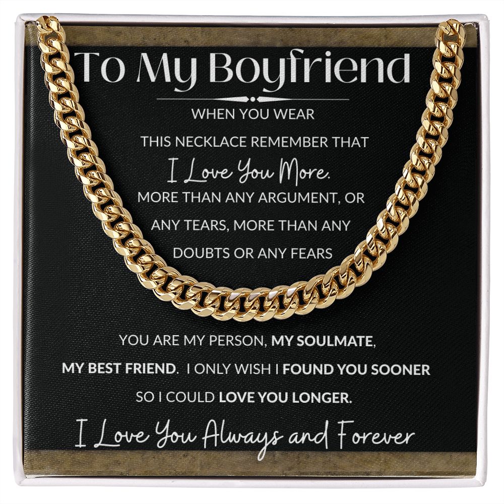 Cuban Link Necklace, GIFT TO BOYFRIEND - I Love You More