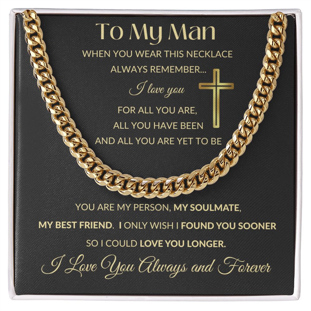 Cuban Link Chain Necklace - To My Man - Cross