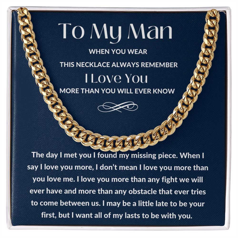 Cuban Link Chain, Gift to My Man, Husband, Boyfriend - I Love You - Anniversay, Birthdays, Christmas, Valentines Day,