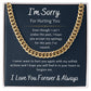 I'm Sorry Apology Gift for Him, Cuban Chain Necklace - To Husband, Boyfriend, Ex, Son, Dad, Fiancée - Navy
