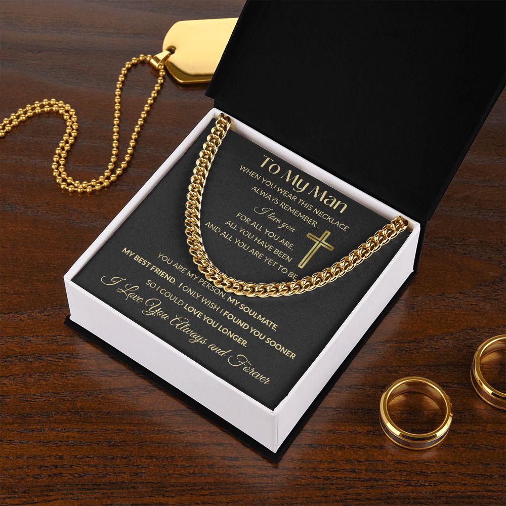 Cuban Link Chain Necklace - To My Man - Cross