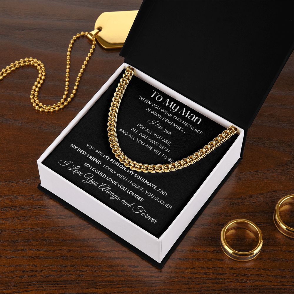 Cuban Link Necklace Chain, To My Man - Black