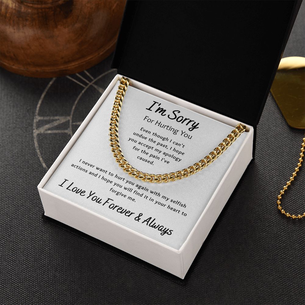 I'm Sorry Apology Gift for Him, Cuban Chain Link Necklace - To Husband, Boyfriend, Son, Brother, Ex