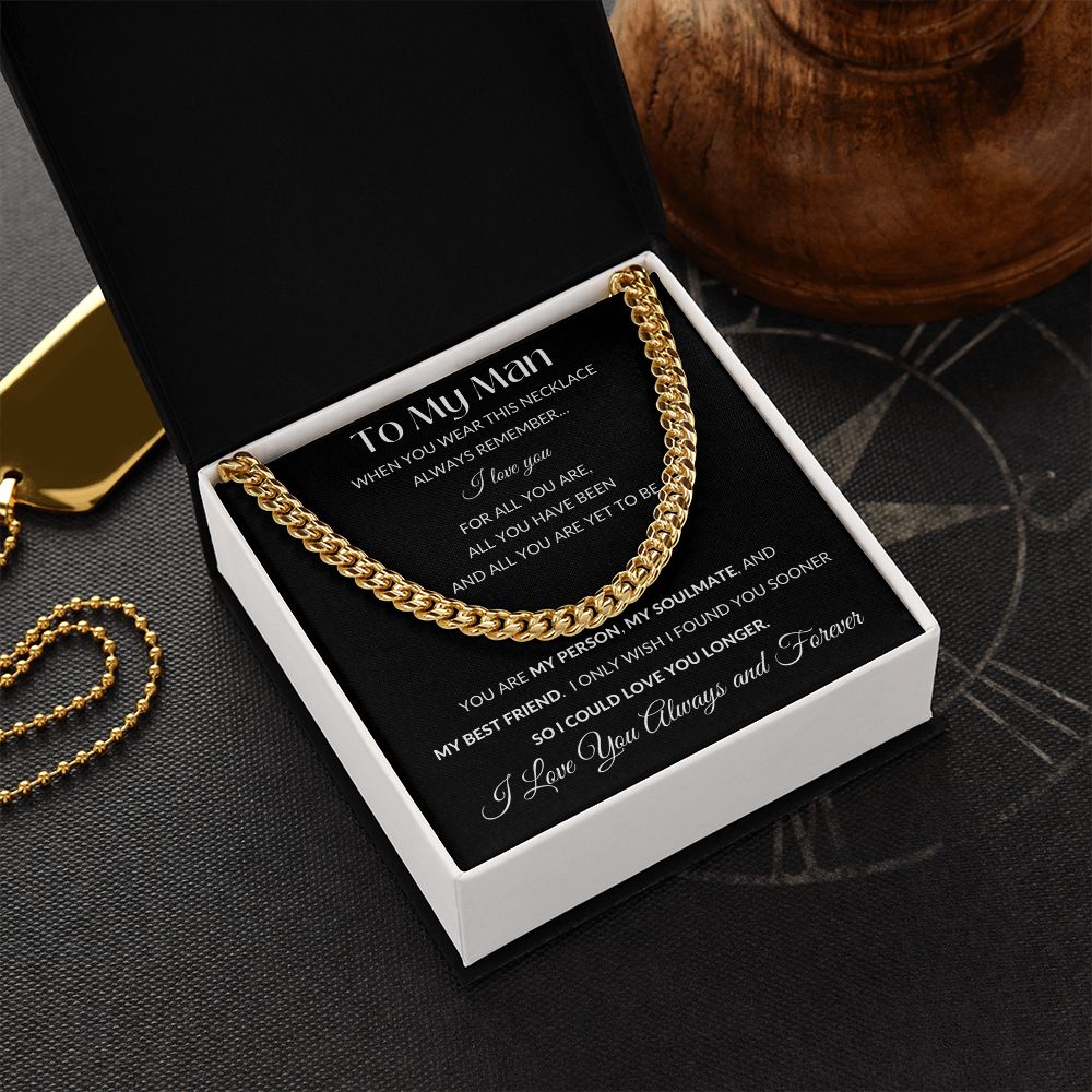 Cuban Link Necklace Chain, To My Man - Black