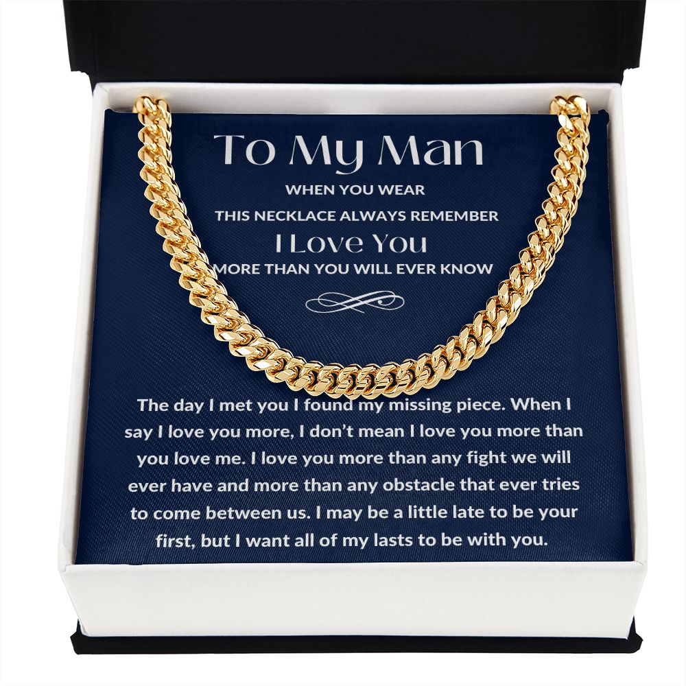 Cuban Link Chain, Gift to My Man, Husband, Boyfriend - I Love You - Anniversay, Birthdays, Christmas, Valentines Day,